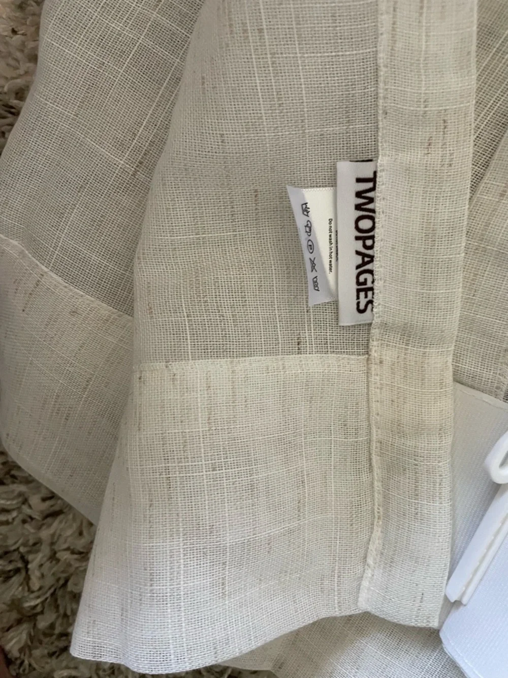 Twopages NEUTRAL Linen Pinch-Pleat Sheer Curtains in “Natural White” 52”x102”